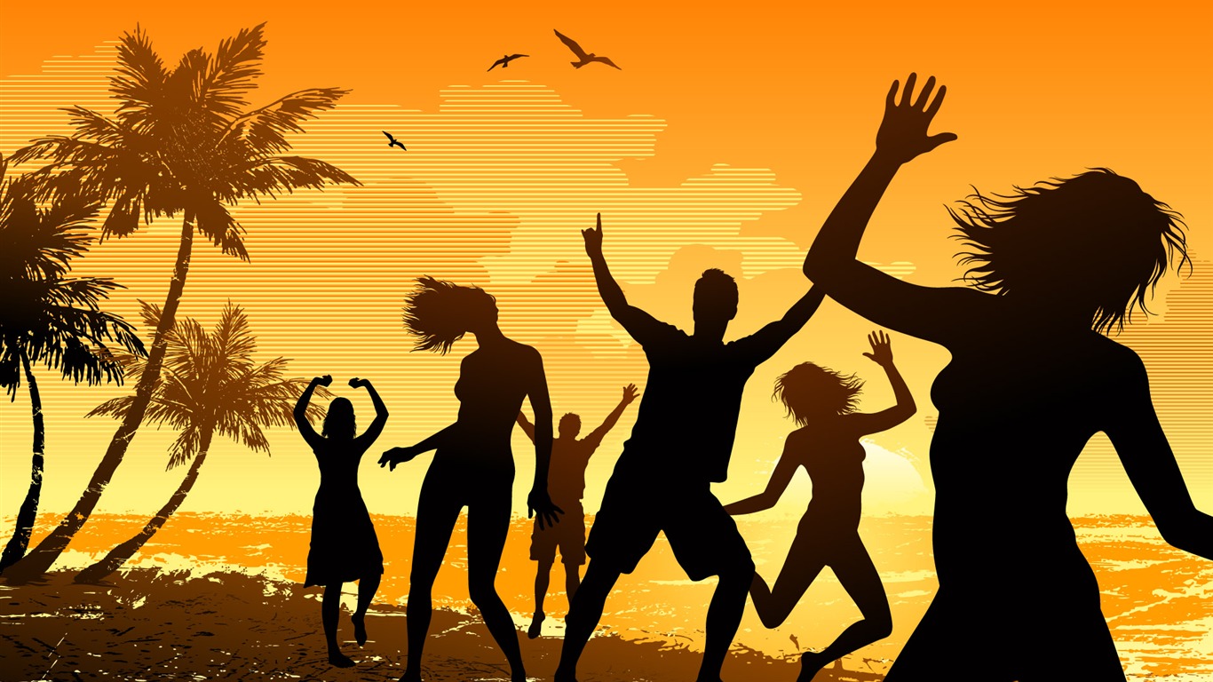 Vector People Silhouette wallpaper (2) #3 - 1366x768