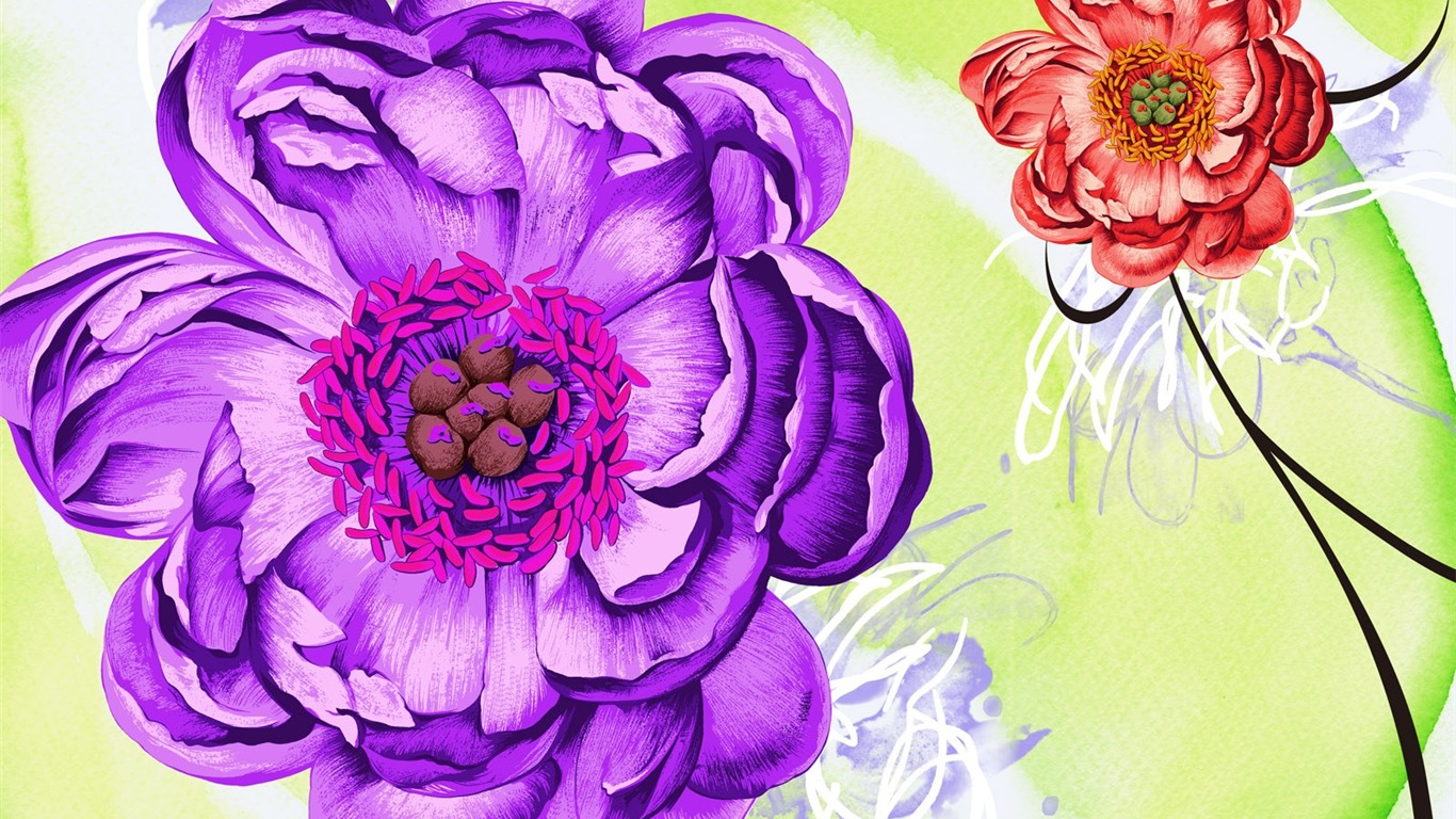 Floral wallpaper illustration design #4 - 1366x768