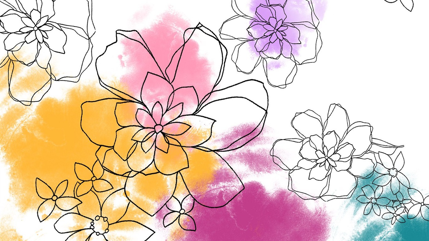 papel tapiz floral diseño ilustración #5 - 1366x768