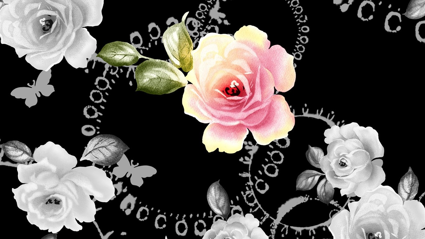 Floral wallpaper illustration design #6 - 1366x768