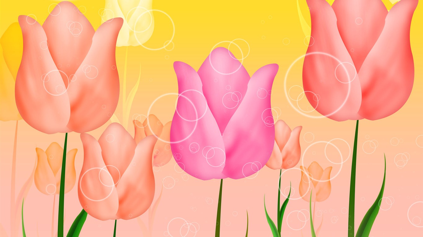 Floral wallpaper illustration design #7 - 1366x768