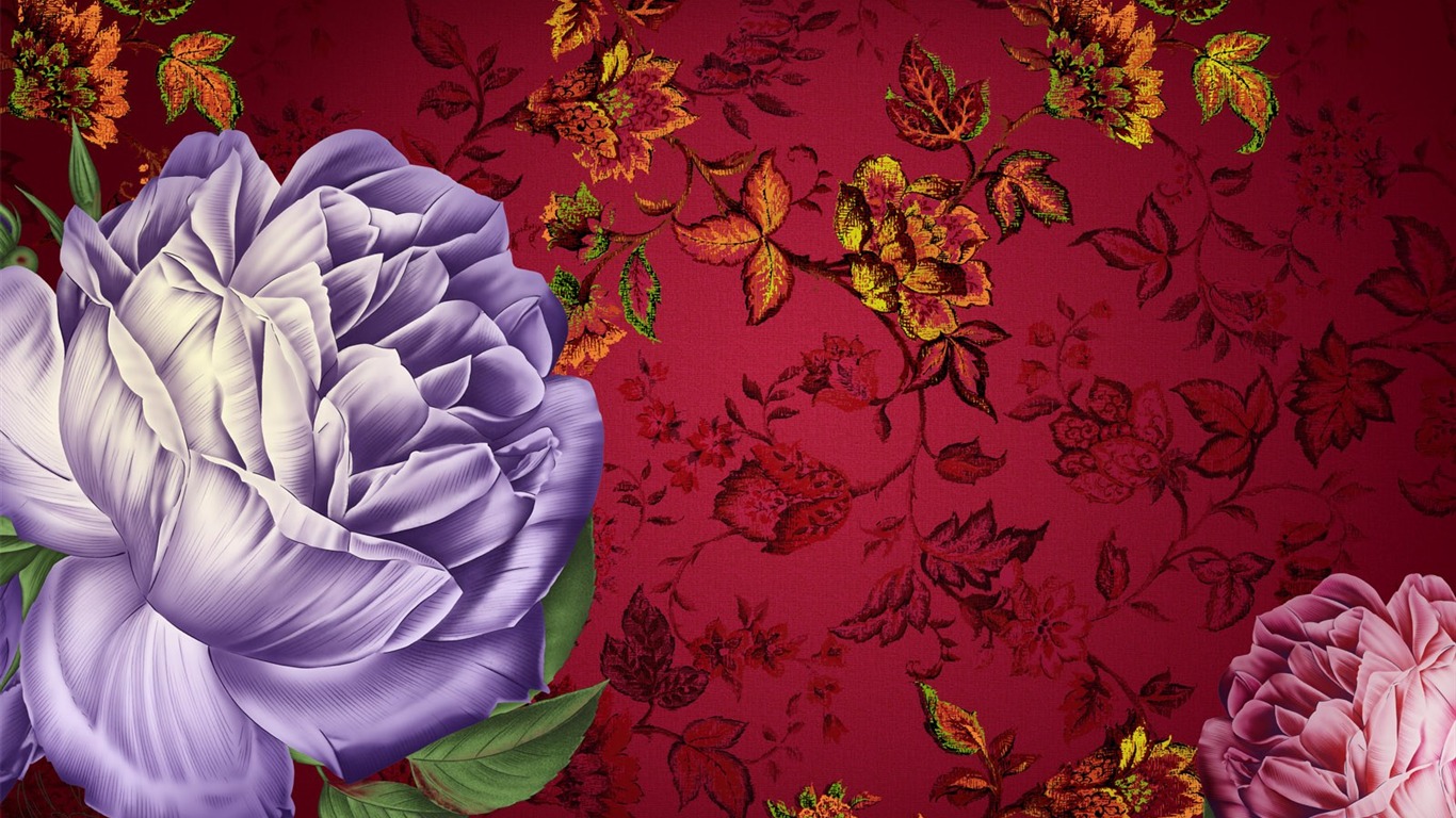 papel tapiz floral diseño ilustración #10 - 1366x768