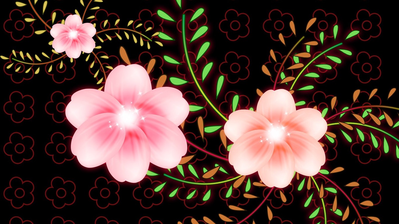 花卉圖案插畫設計壁紙 #14 - 1366x768