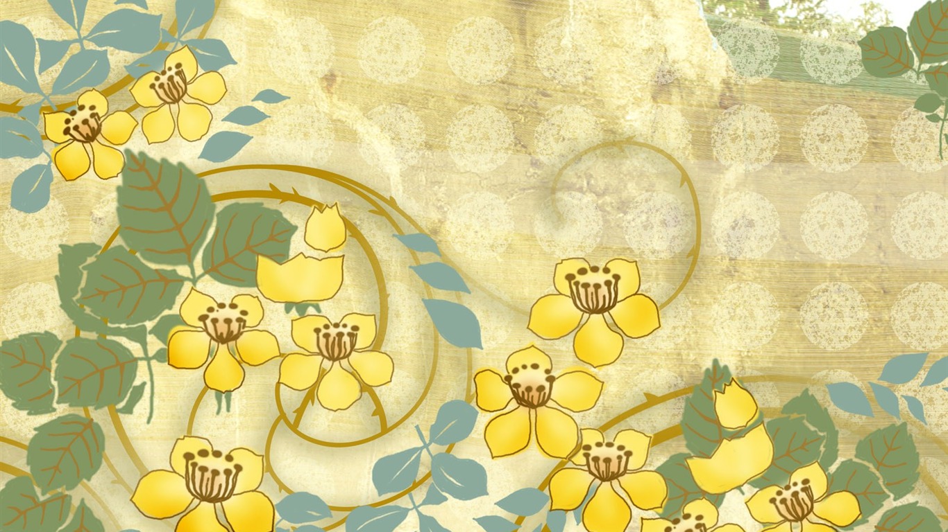 花卉圖案插畫設計壁紙 #19 - 1366x768
