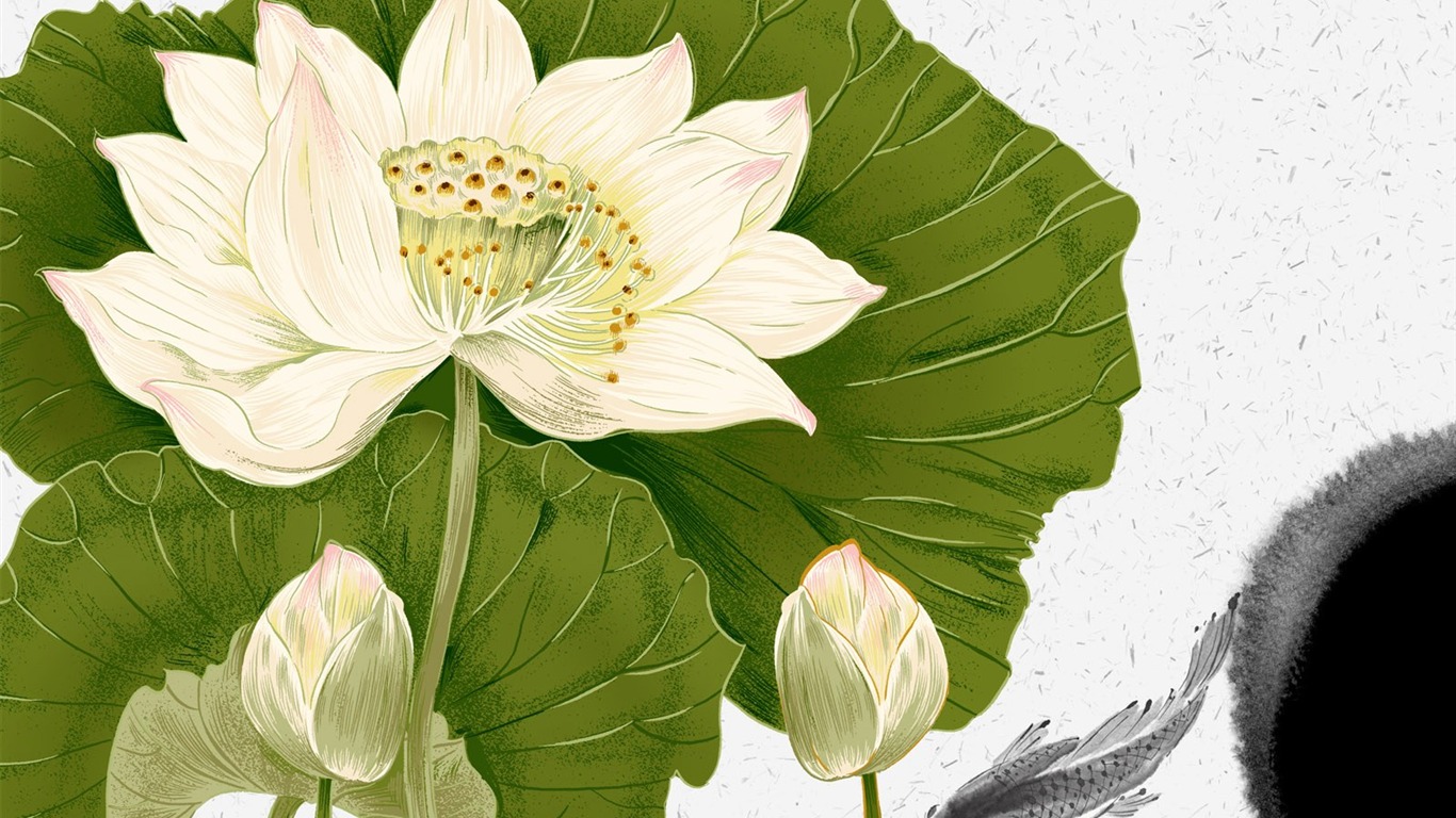 花卉图案插画设计壁纸20 - 1366x768