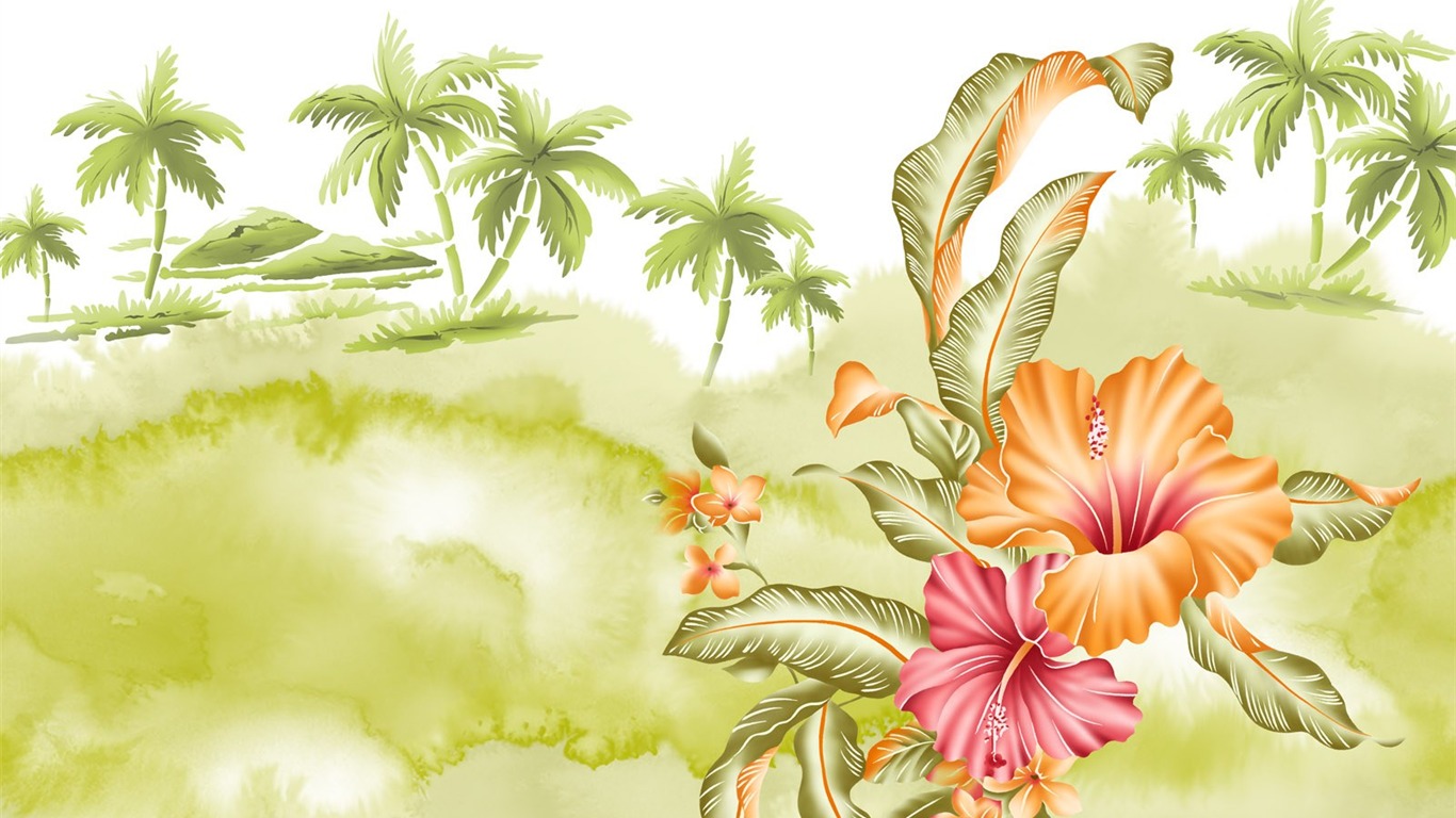 papel tapiz floral diseño ilustración #21 - 1366x768