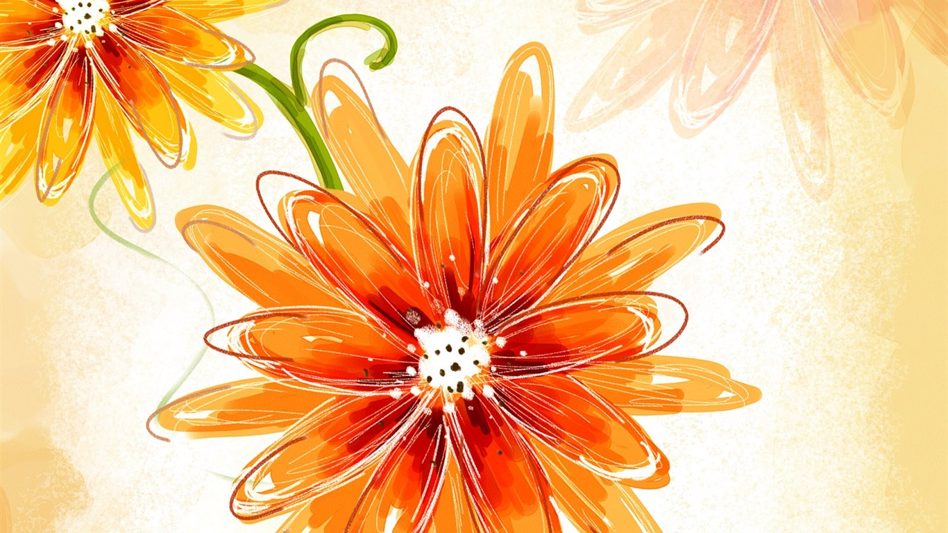 花卉图案插画设计壁纸24 - 1366x768