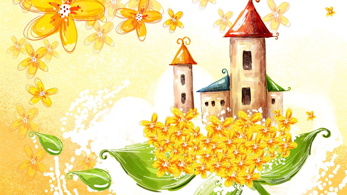 花卉图案插画设计壁纸27 - 1366x768