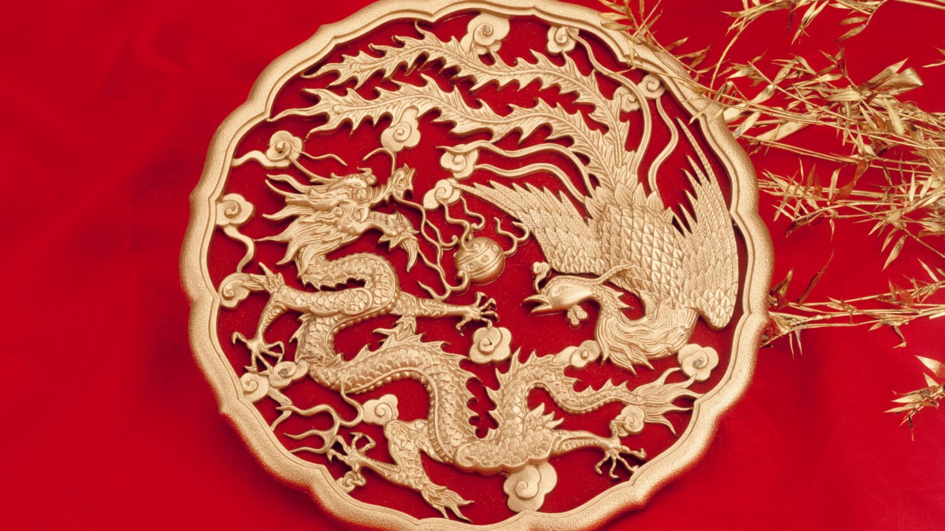 Vent de la Chine broderie de la Fond d'écran #14 - 1366x768