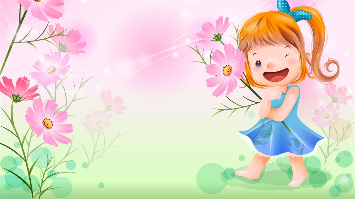 Vector happy childhood Wallpaper (1) #2 - 1366x768