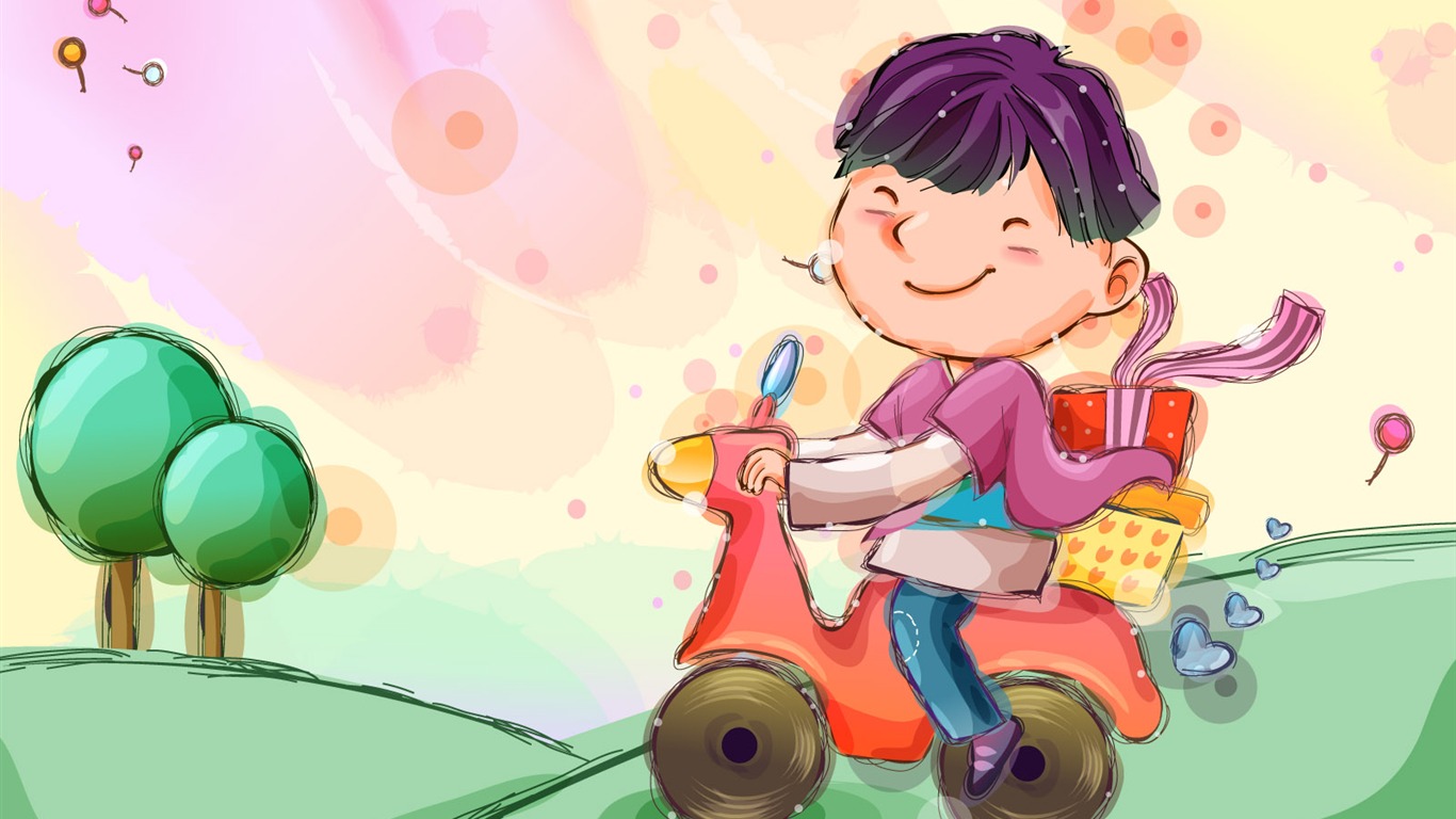 Vector children's Happy Wallpaper (1) #11 - 1366x768