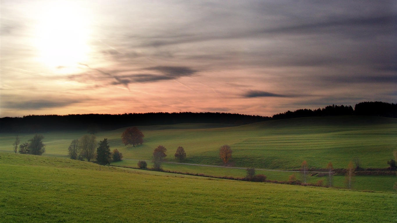 Glow du coucher du soleil HD Wallpaper exquise (1) #21 - 1366x768