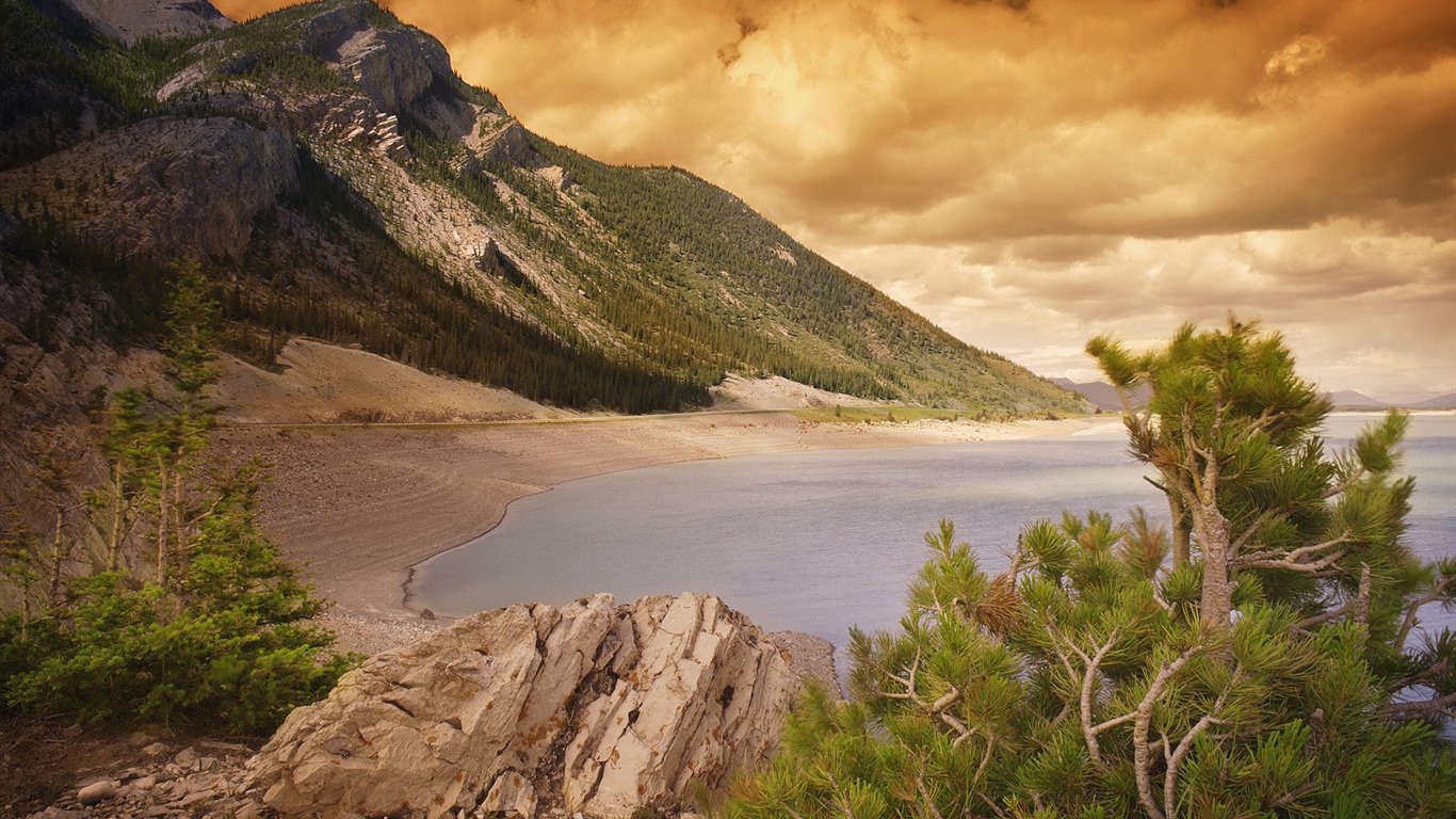 lacs et de montagnes magnifiques fonds d'écran #20 - 1366x768