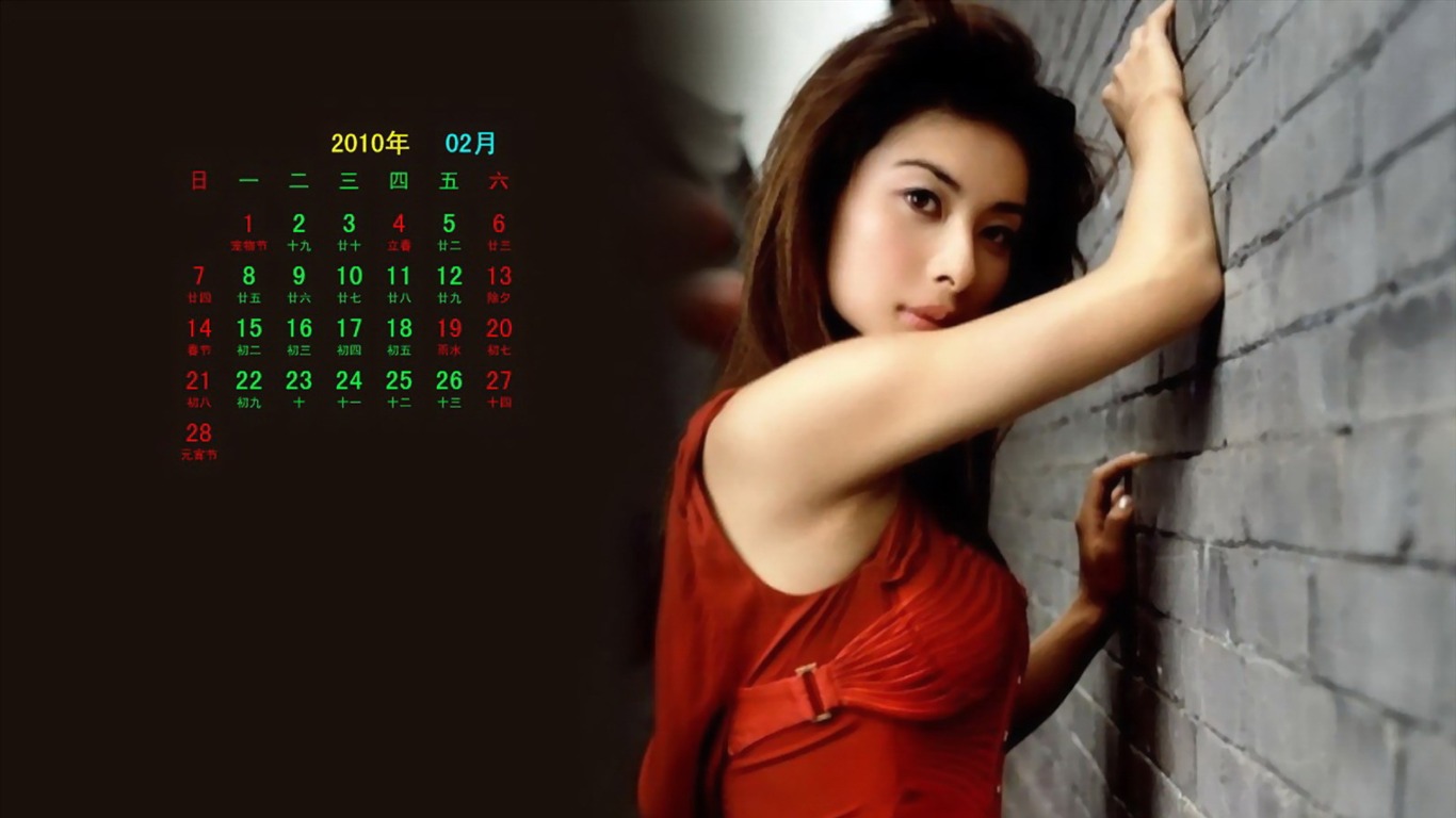 Fondo de pantalla de la estrella en febrero 2010 Calendario #11 - 1366x768