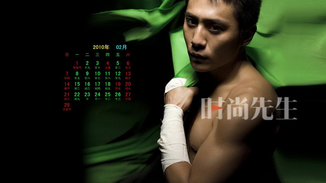 Star in February 2010 Calendar Wallpaper #2 - 1366x768