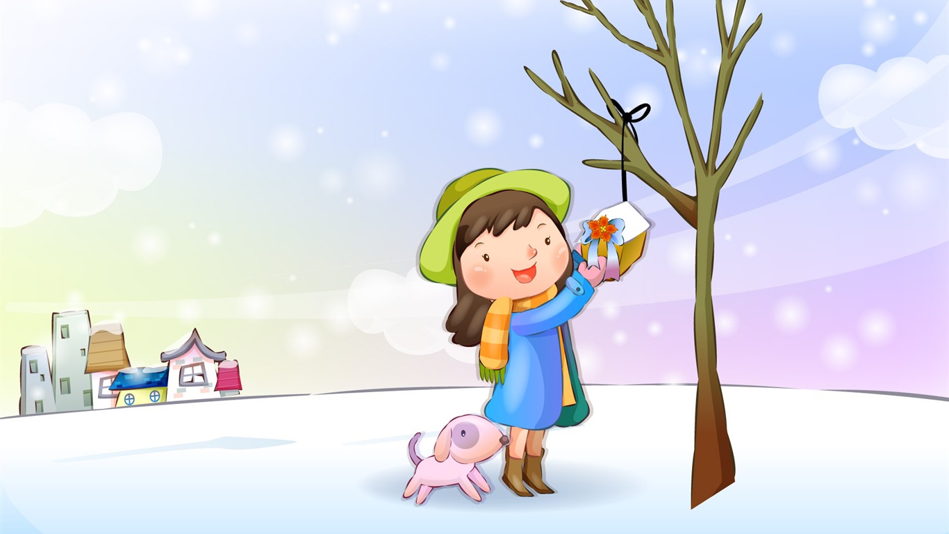 Vector children's Happy Wallpaper (3) #15 - 1366x768