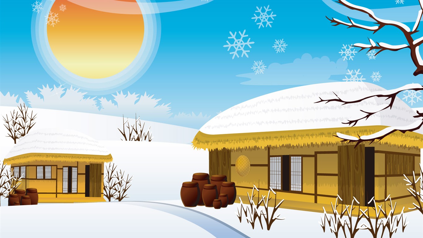 Vector Winter Wallpaper #15 - 1366x768