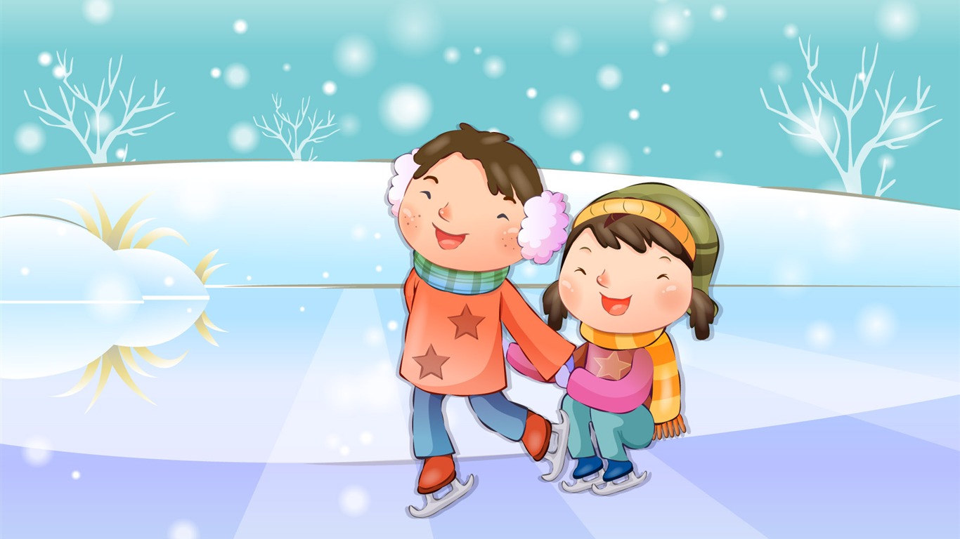 Vector children's Happy Wallpaper (4) #7 - 1366x768