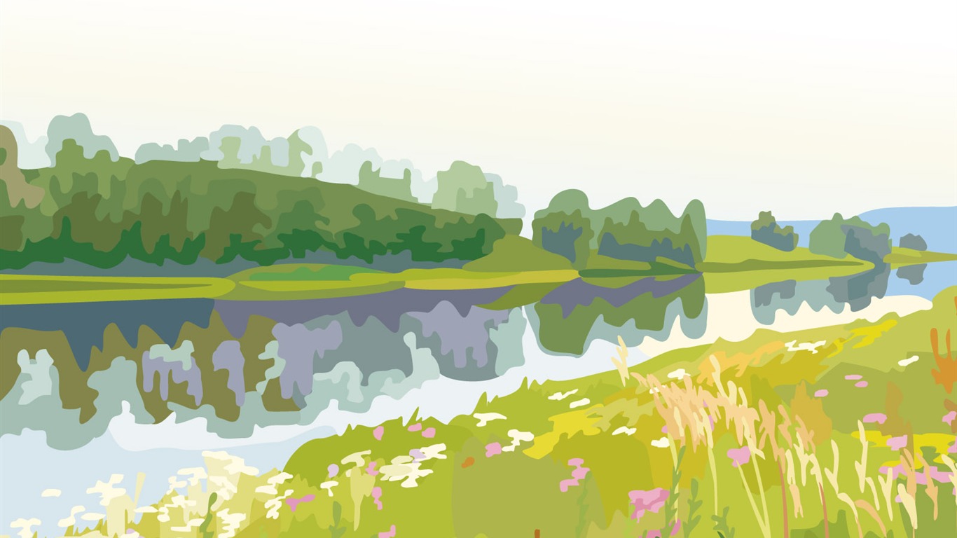 Fonds d'écran paysages Vector (3) #2 - 1366x768