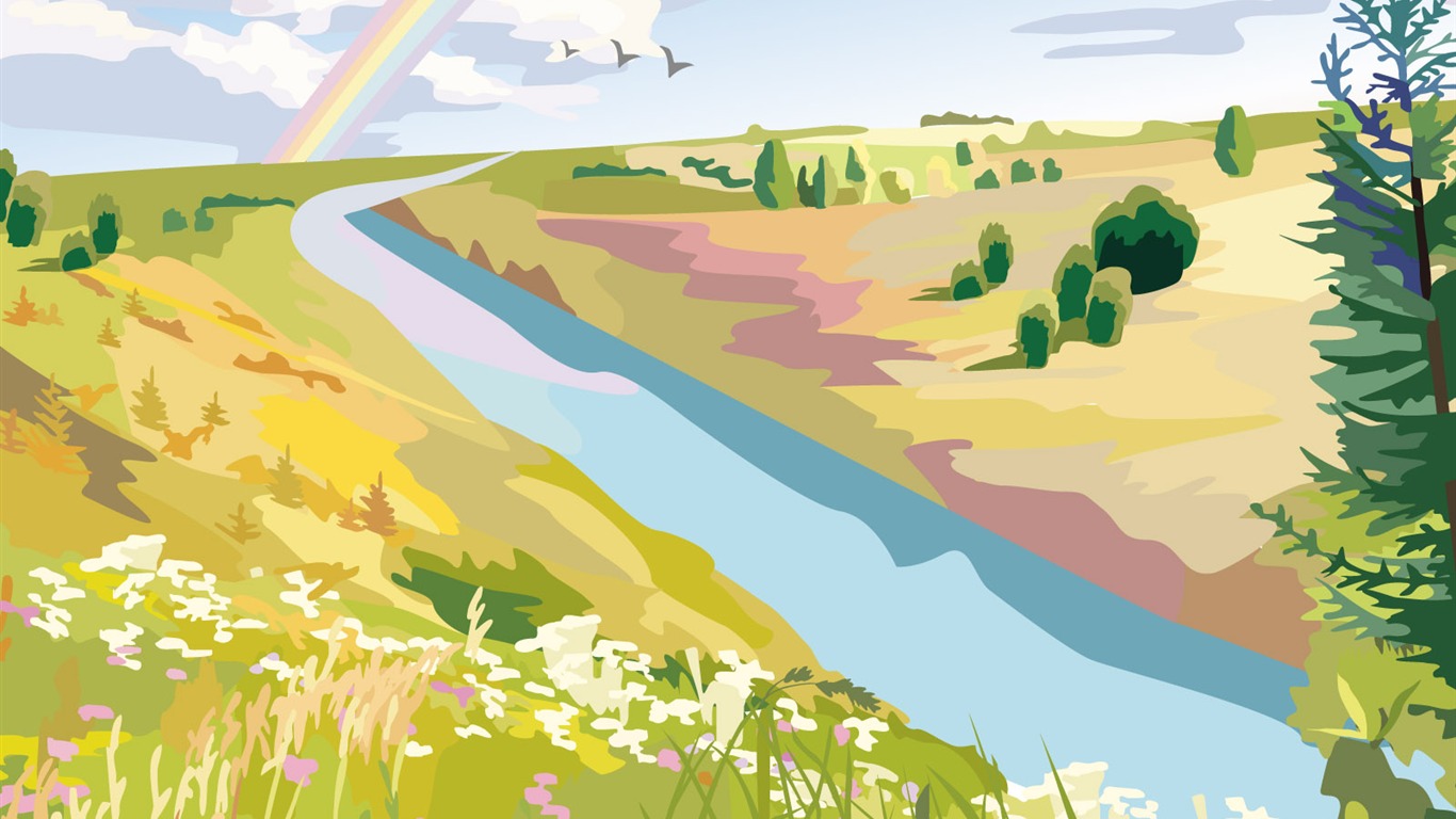 Fonds d'écran paysages Vector (3) #17 - 1366x768