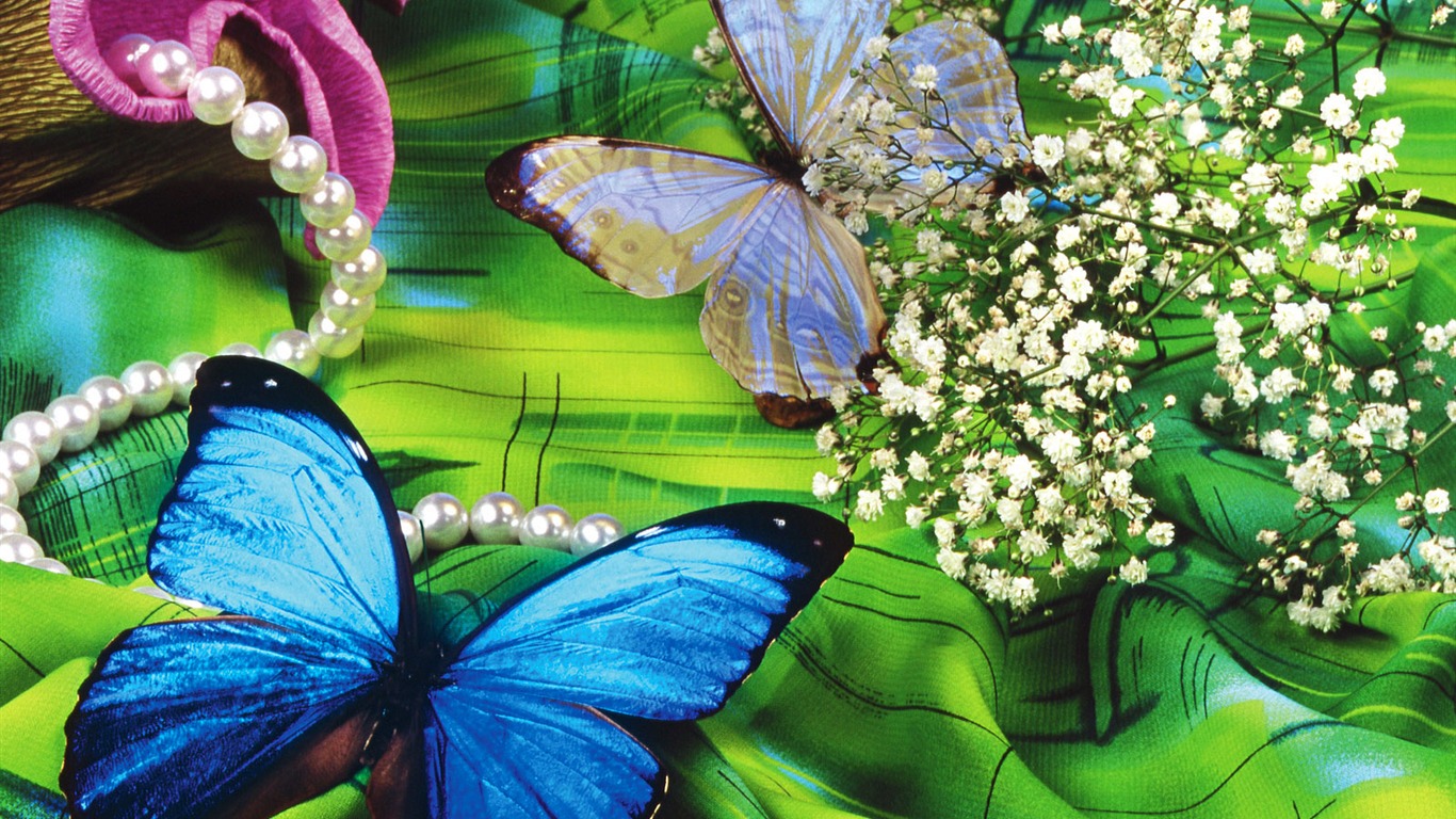 Papillons et fleurs album papier peint (1) #18 - 1366x768