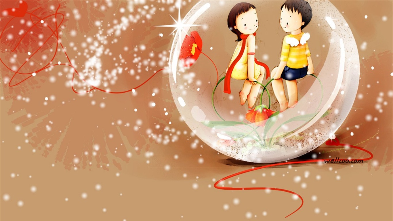 Webjong warm and sweet little couples illustrator #7 - 1366x768