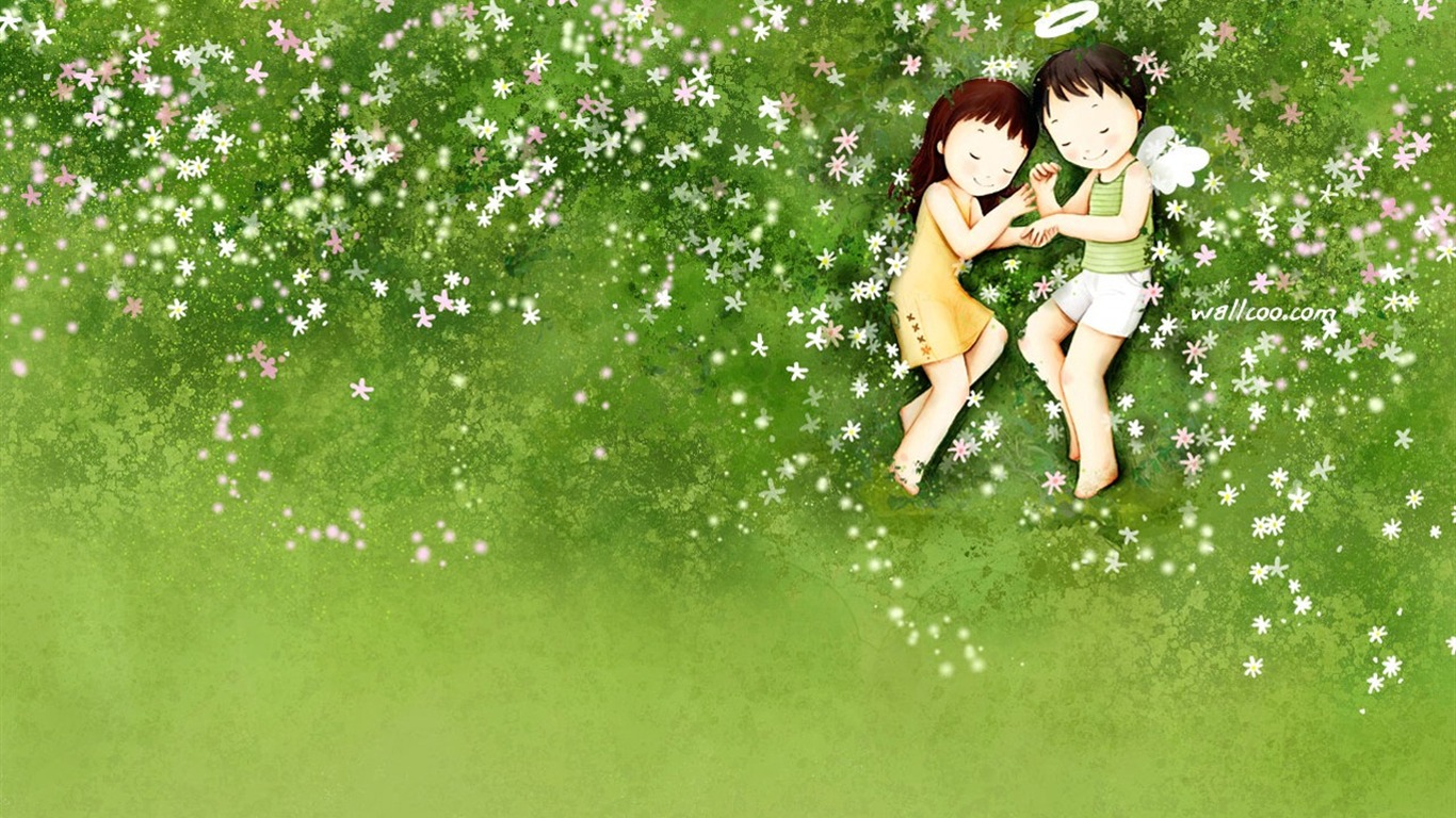 Webjong warm and sweet little couples illustrator #10 - 1366x768