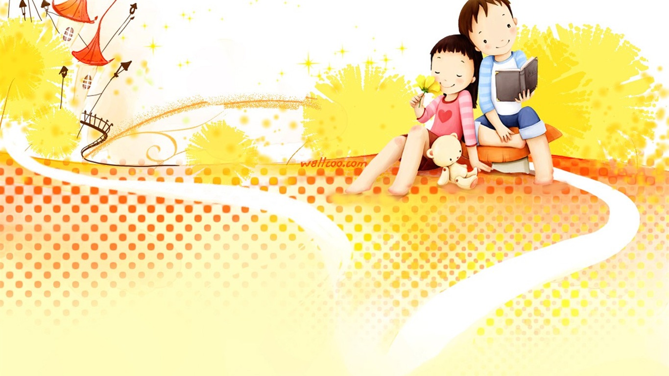 Webjong warm and sweet little couples illustrator #12 - 1366x768