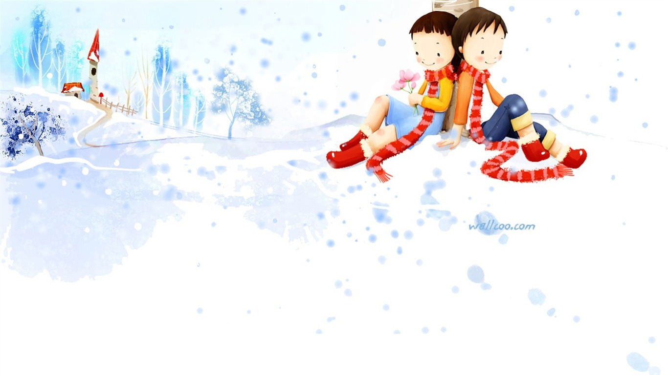 Webjong warm and sweet little couples illustrator #15 - 1366x768