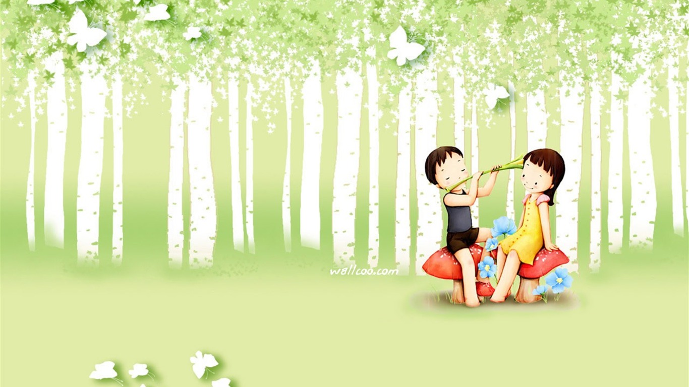 Webjong warm and sweet little couples illustrator #16 - 1366x768