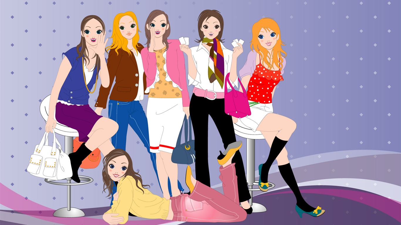 Vector urban women wallpaper (2) #1 - 1366x768