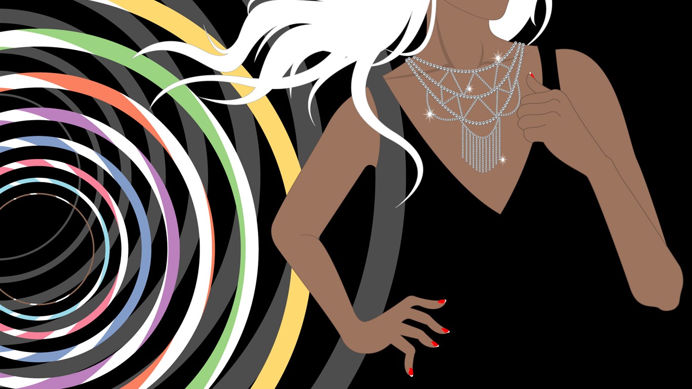 Vector urban women wallpaper (2) #11 - 1366x768