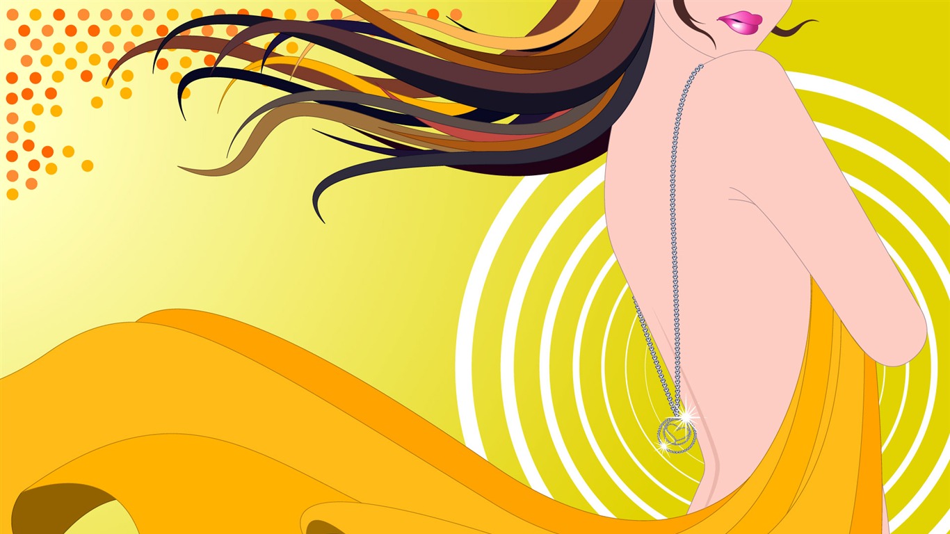 Vector urban women wallpaper (2) #12 - 1366x768