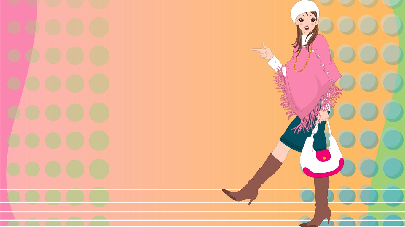 Vector urban women wallpaper (2) #13 - 1366x768