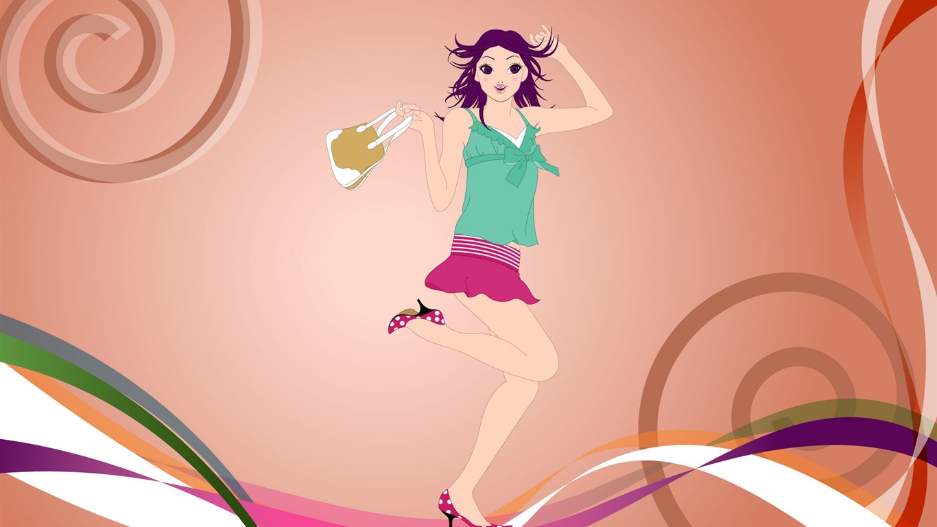 Vector urban women wallpaper (2) #14 - 1366x768