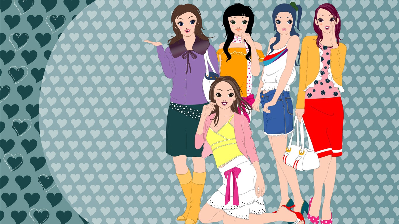 Vector urban women wallpaper (2) #18 - 1366x768