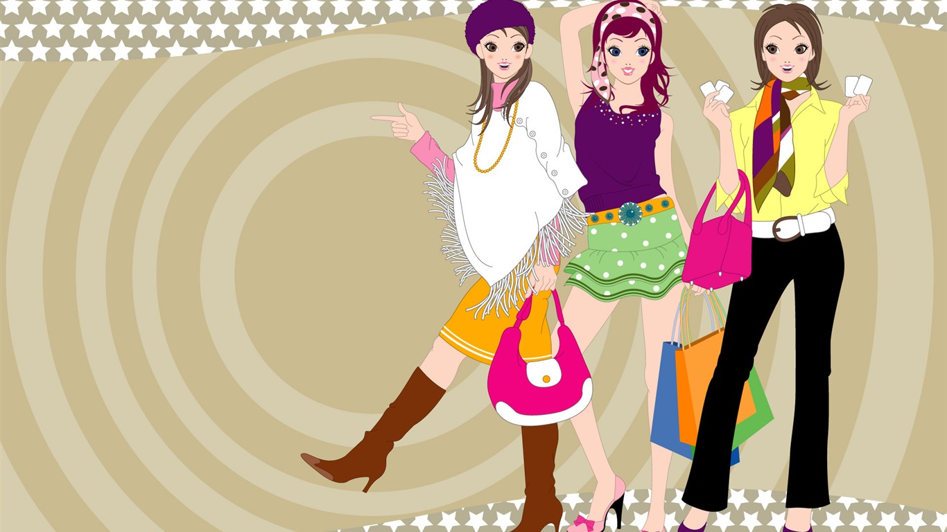 Vector urban women wallpaper (2) #20 - 1366x768