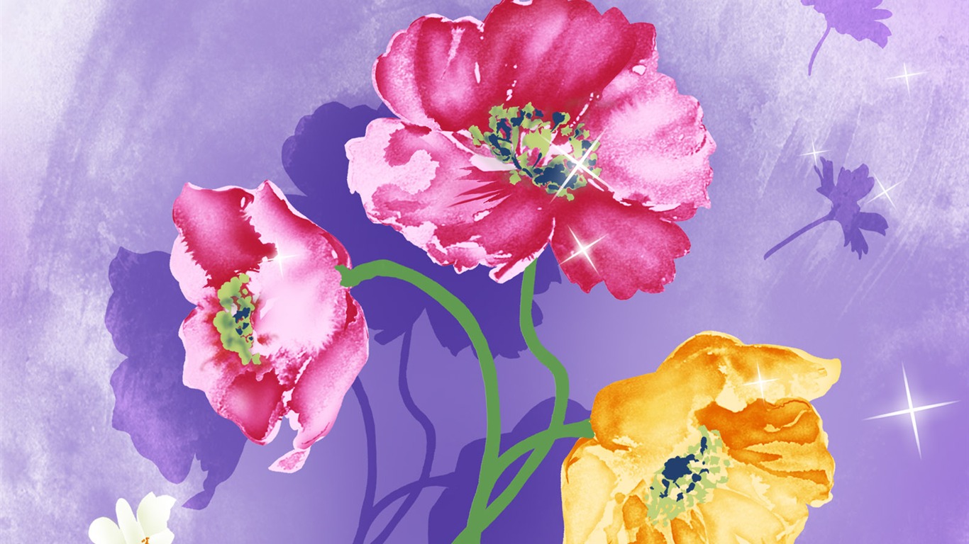 合成の花の壁紙(1) #3 - 1366x768