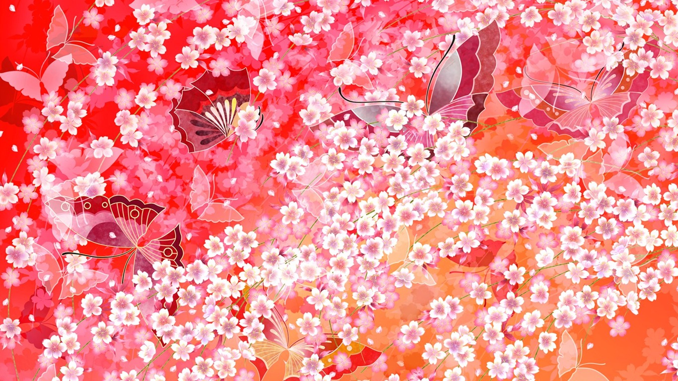 日本風格 色彩與圖案壁紙 #14 - 1366x768