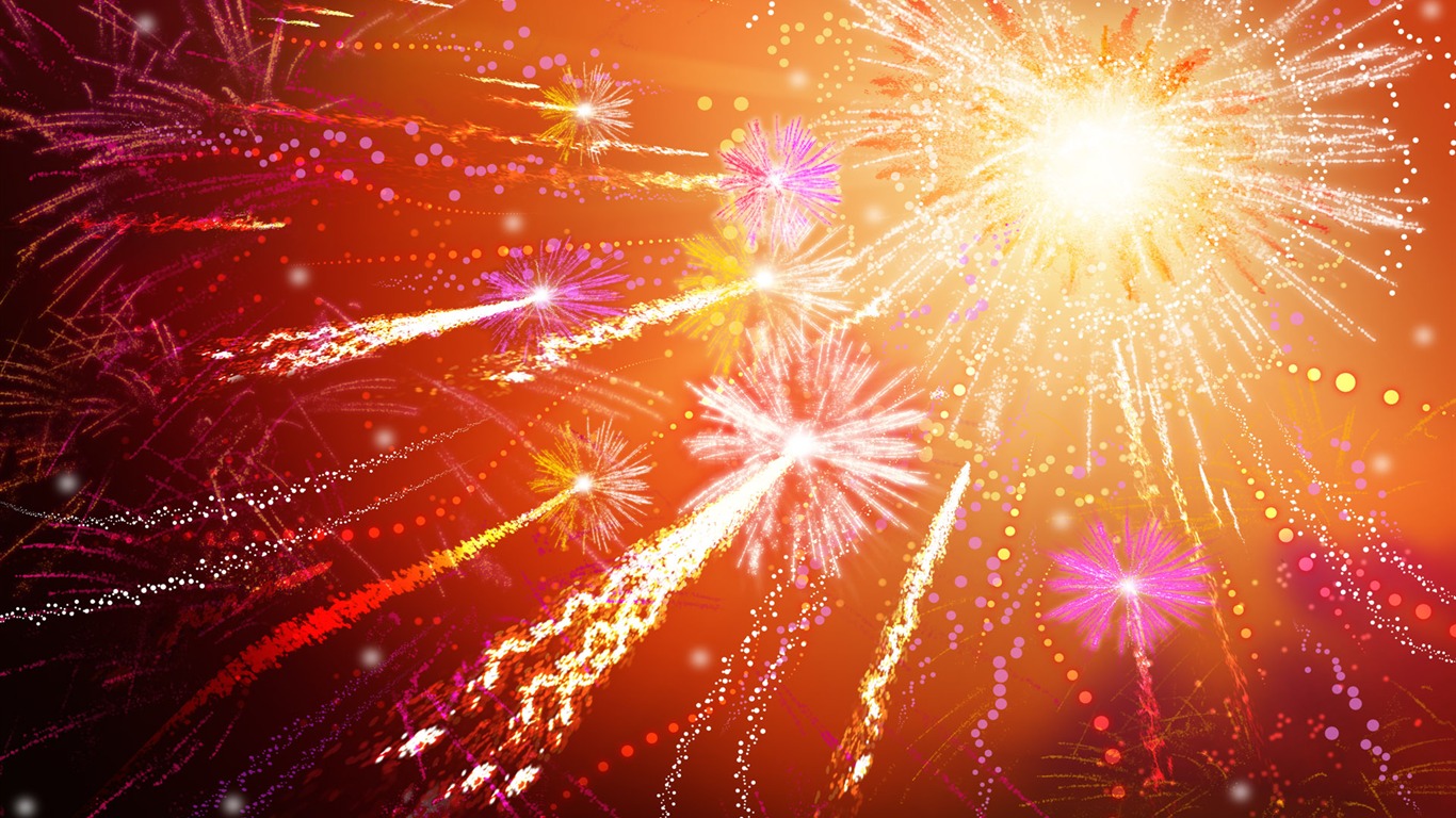 Farbenprächtiges Feuerwerk HD Wallpaper #6 - 1366x768