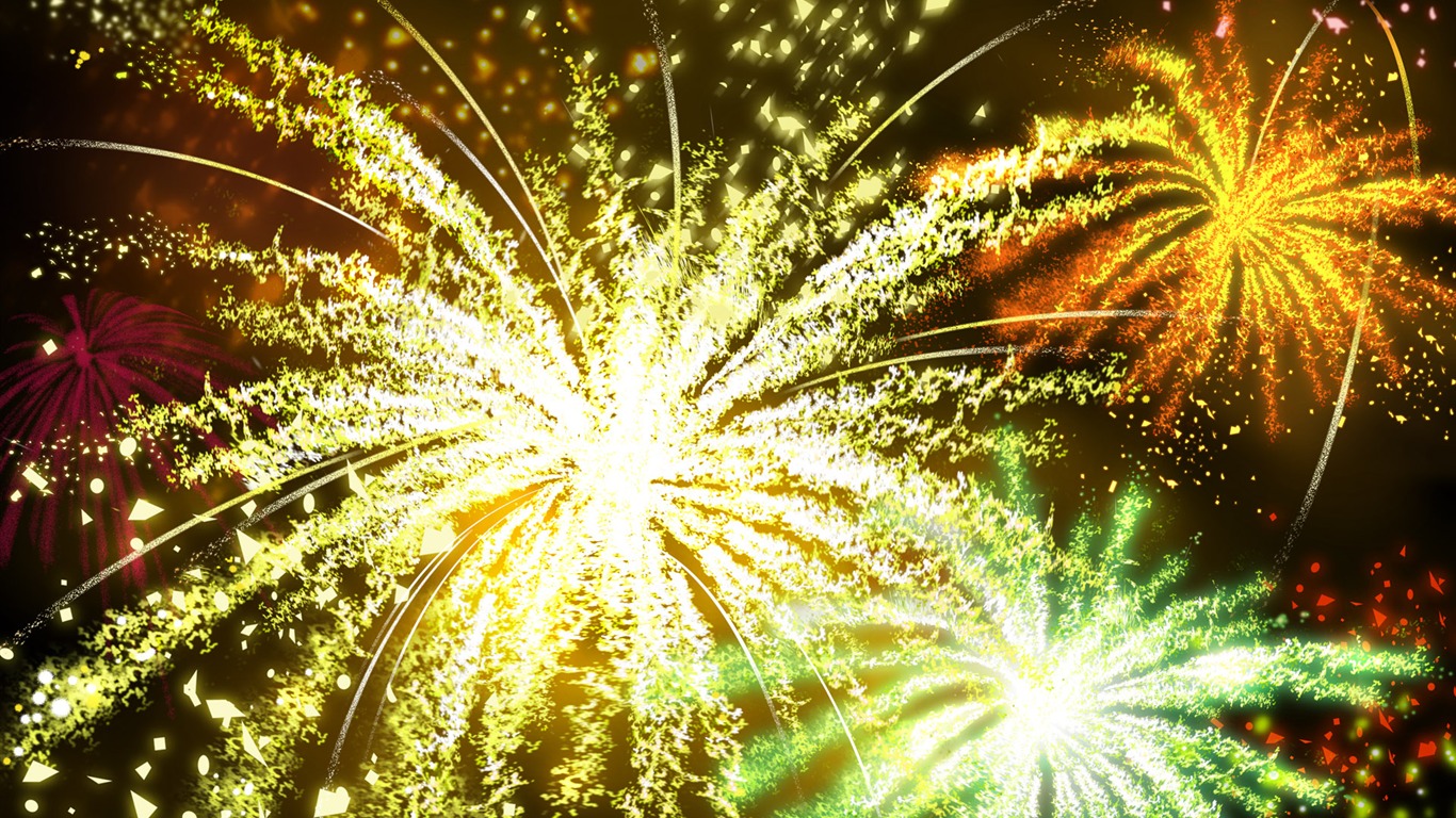 Farbenprächtiges Feuerwerk HD Wallpaper #17 - 1366x768
