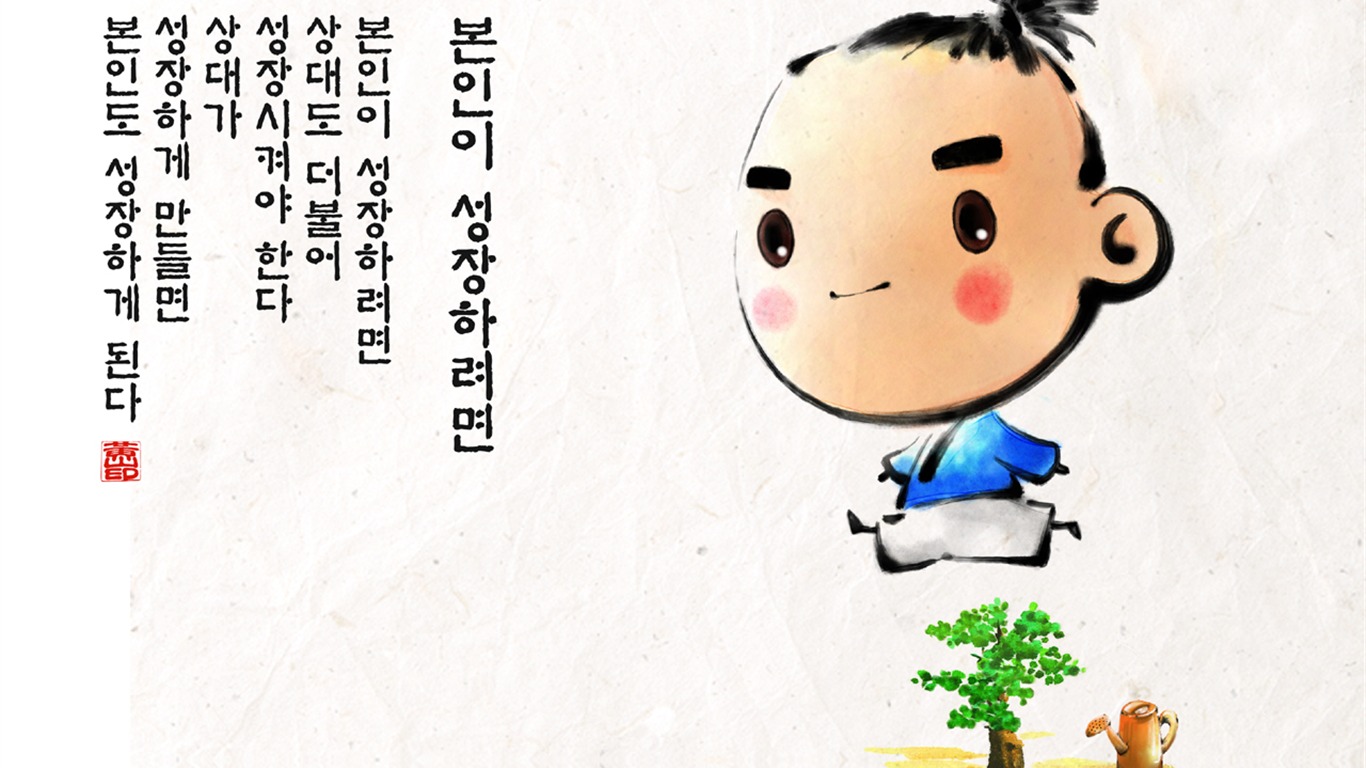 South Korea ink wash cartoon wallpaper #14 - 1366x768