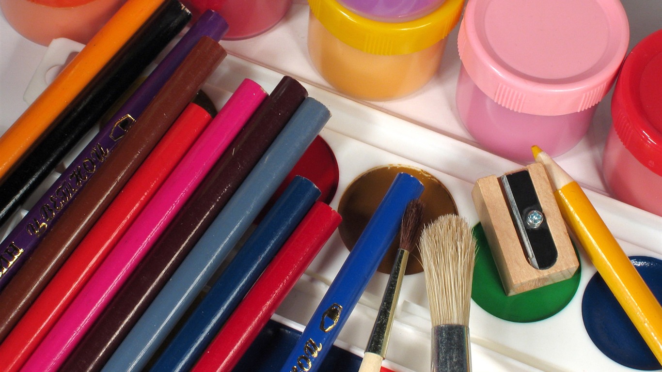 Colorful wallpaper paint brushes (1) #4 - 1366x768