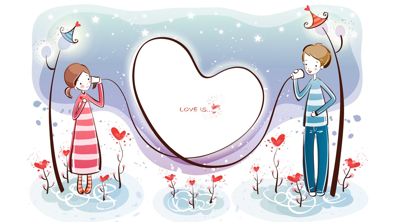 fondos de pantalla de dibujos animados de San Valentín (1) #1 - 1366x768