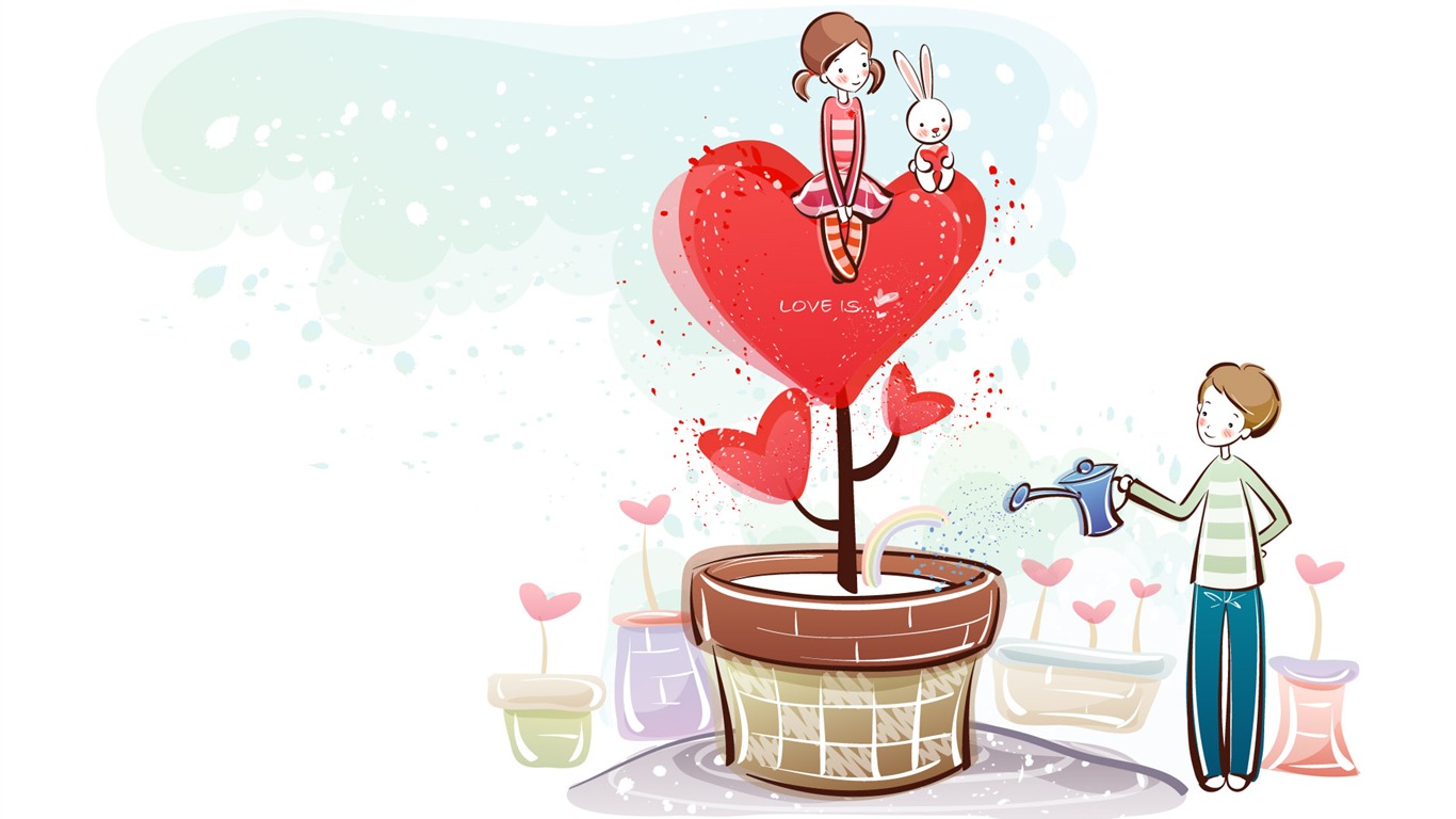 fondos de pantalla de dibujos animados de San Valentín (1) #4 - 1366x768