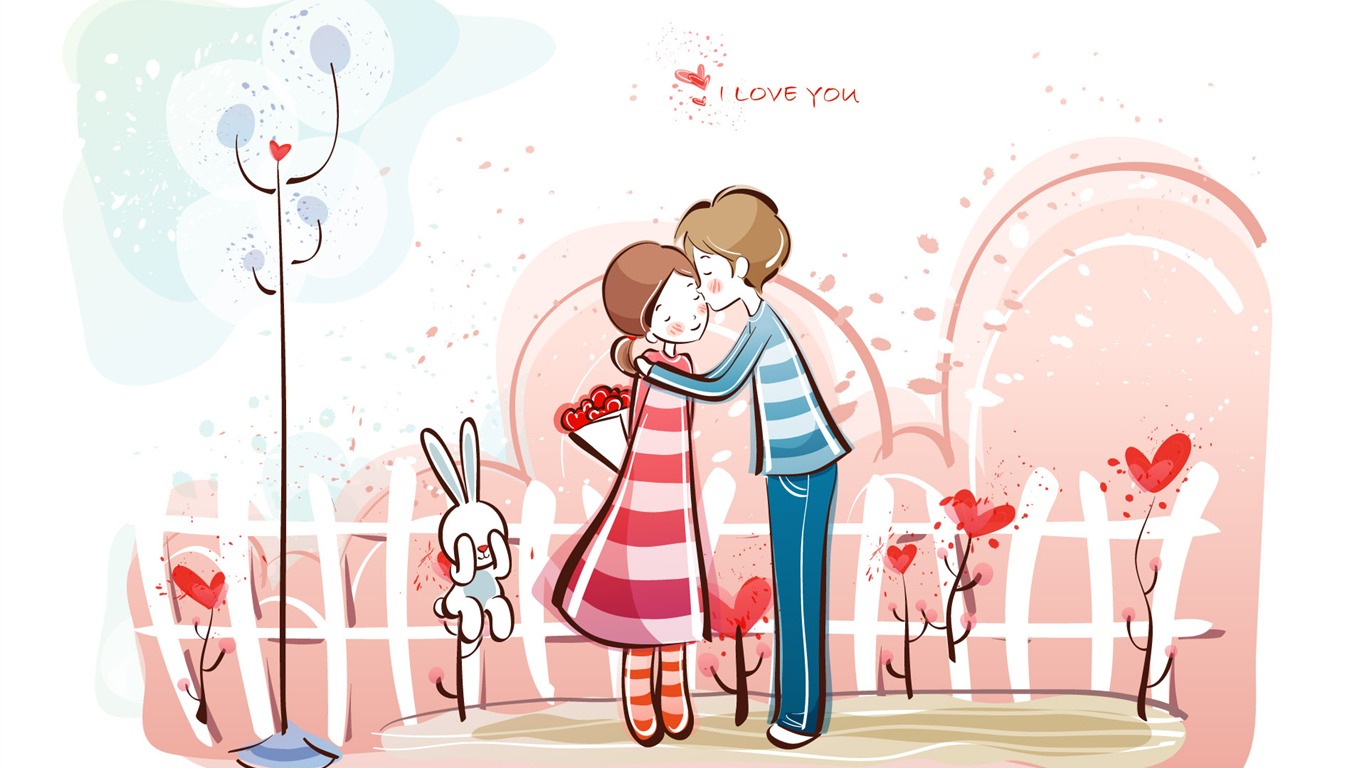 fondos de pantalla de dibujos animados de San Valentín (1) #19 - 1366x768