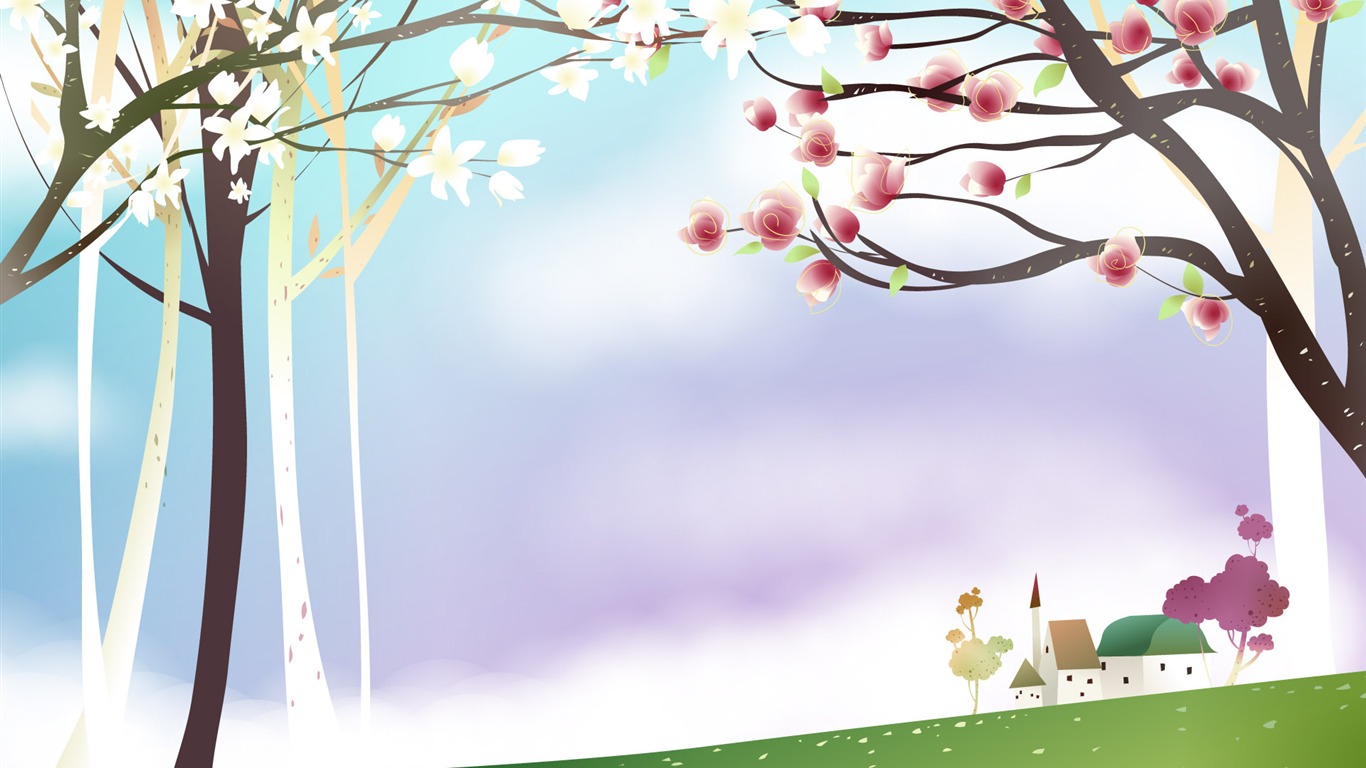 Vector Fantasielandschaft #3 - 1366x768