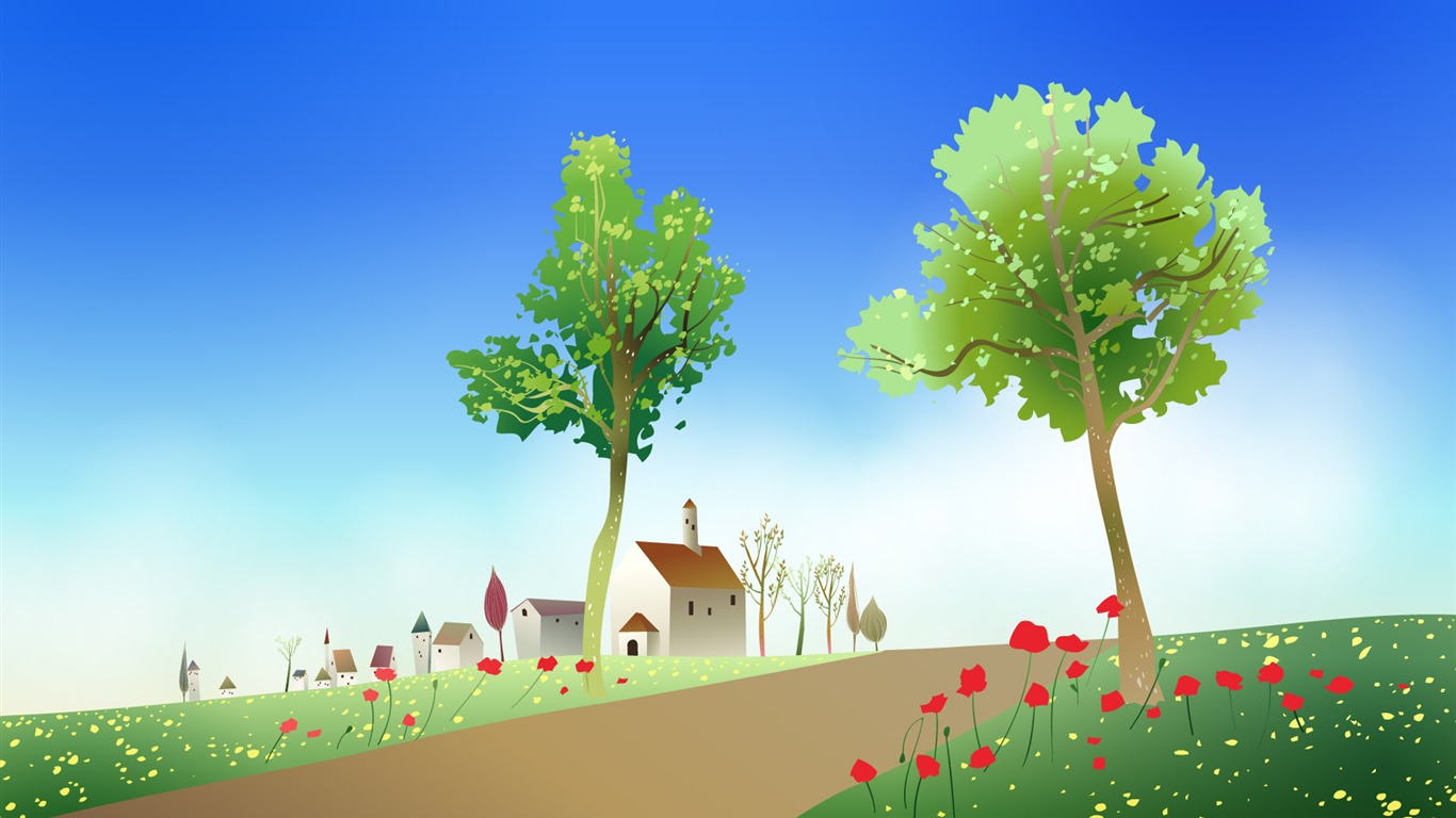 Vector Fantasielandschaft #4 - 1366x768