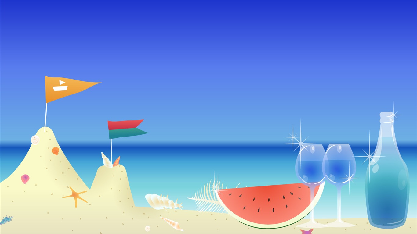 Vector fantasy landscape #18 - 1366x768