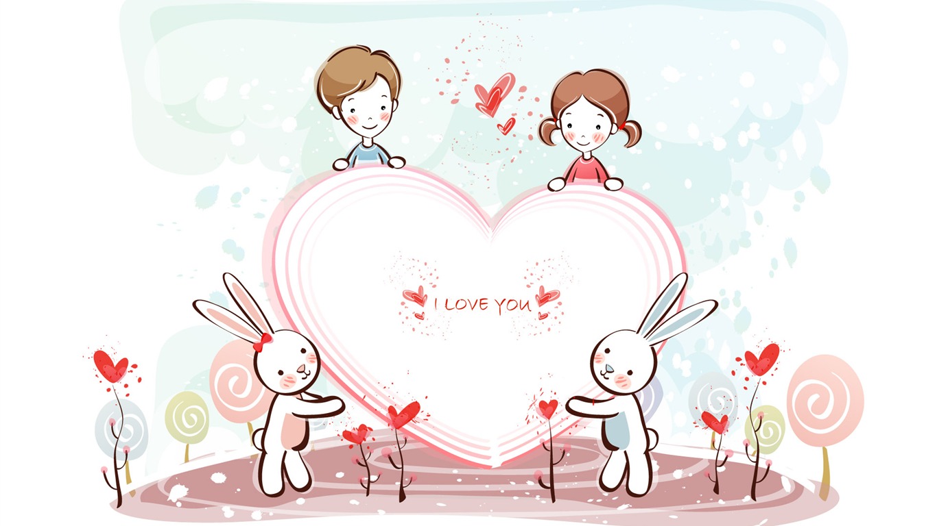fondos de pantalla de dibujos animados de San Valentín (2) #13 - 1366x768
